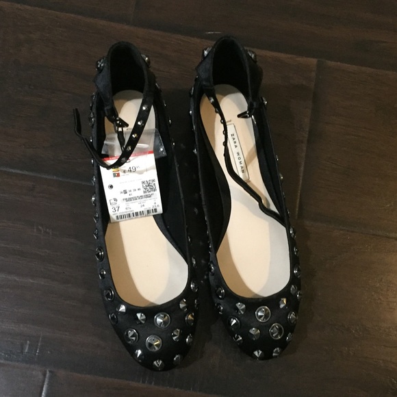 NWT Zara black studded ballerinas - Picture 6 of 6